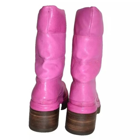 $450 A.S. 98 EDWIN MOON PUFF BOOT FUCHSIA PINK BARBIE  $450 A.S. 98 EDWIN MOON PUFF BOOT FUCHSIA PINK BARBIE PLATFORM LEATHER 38 (DB10)